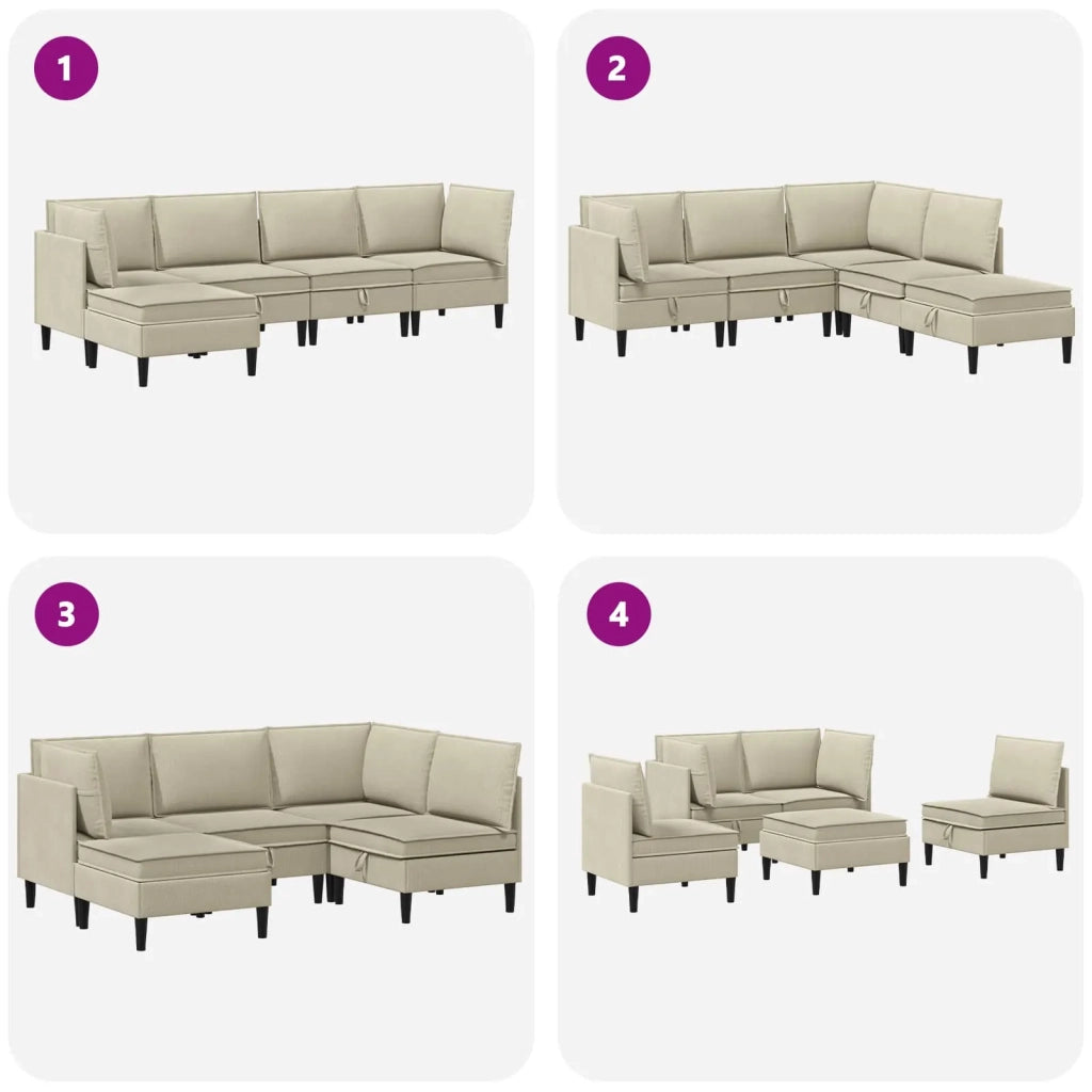 Set di mobili per il soggiorno 5 pcs Sabbia Tessuto 3413791
