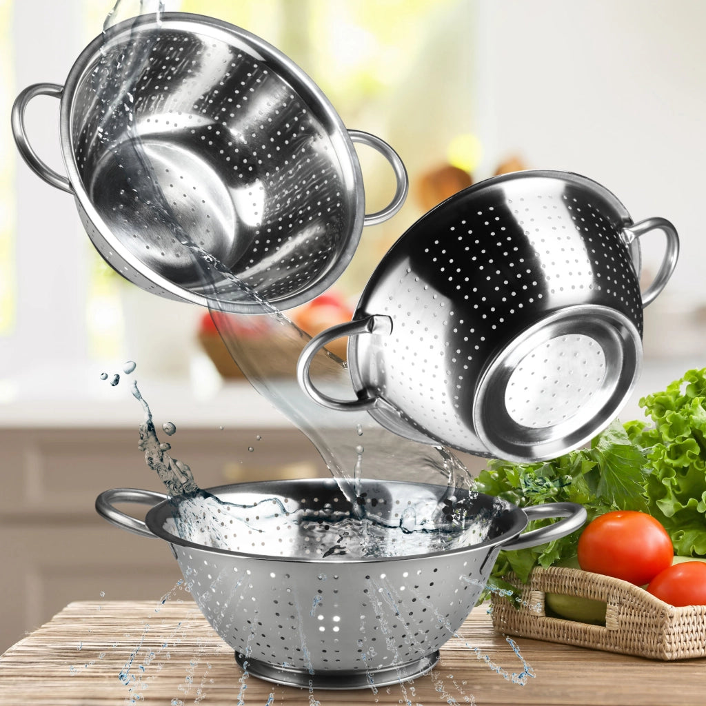 Scolapasta KADAX in metallo con manici, grande, 30 cm.