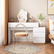 Scrivania con 5 cassetti, tavolo da trucco, funzione contenitore, per camera da letto, truciolato E1, bianco+quercia