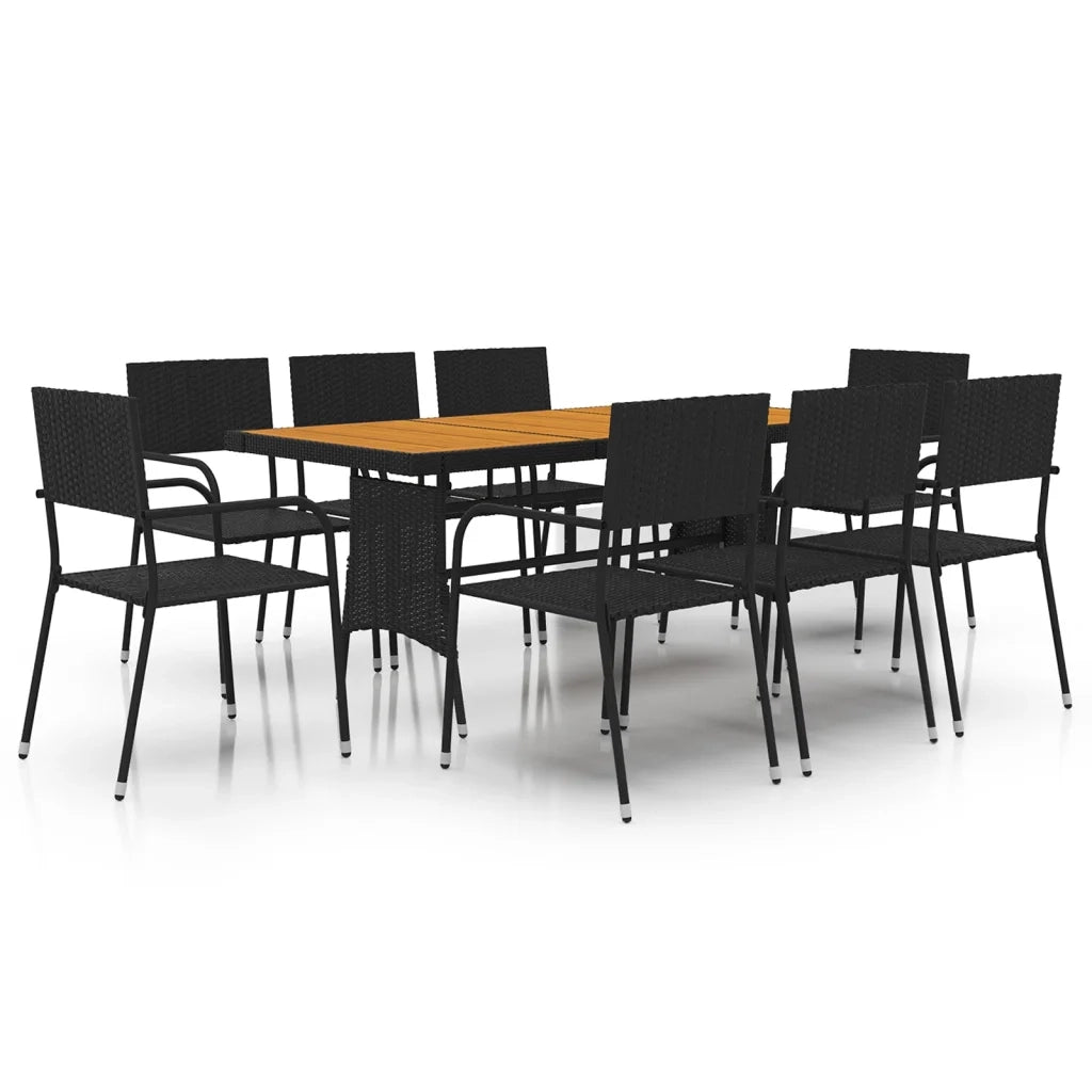 Set da Pranzo per Esterni 9 pz in Polyrattan Nero 3120107