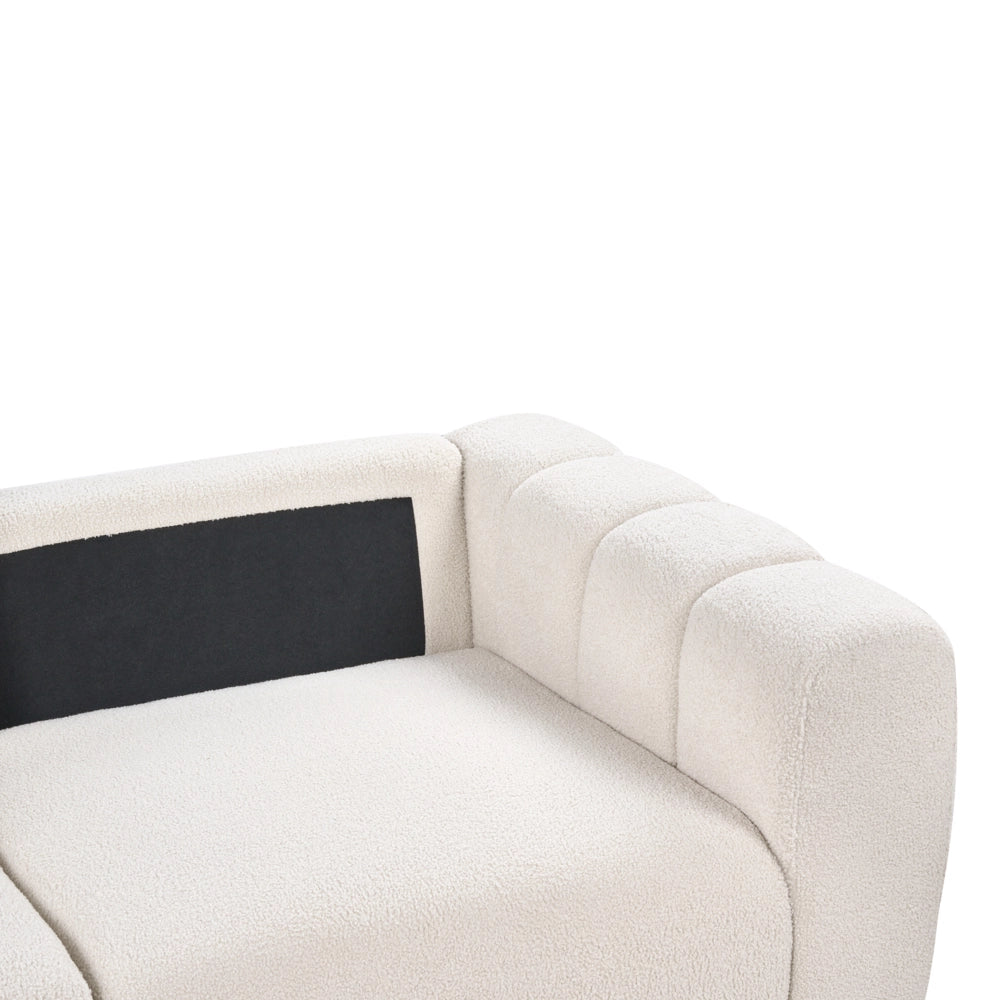 Divano modulare a 2 posti Divano componibile in bouclé bianco sporco in due sezioni Stile moderno e minimalista