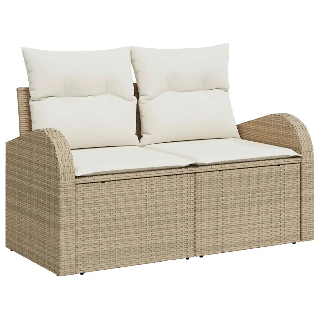 Set di divani con cuscino 5 pcs Beige e Bianco polyrattan