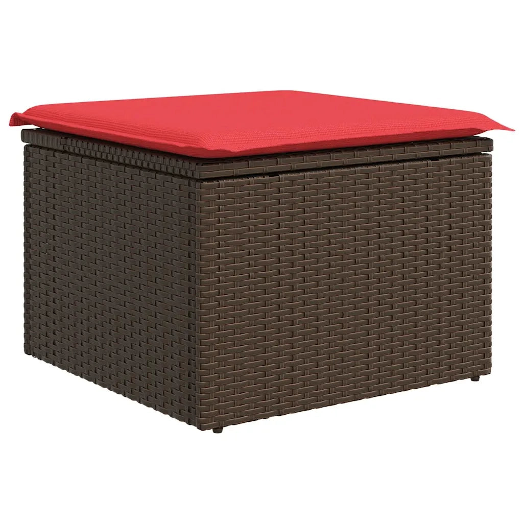 Set di divani 7 pz Marrone e Rosso Poly Rattan 3349040