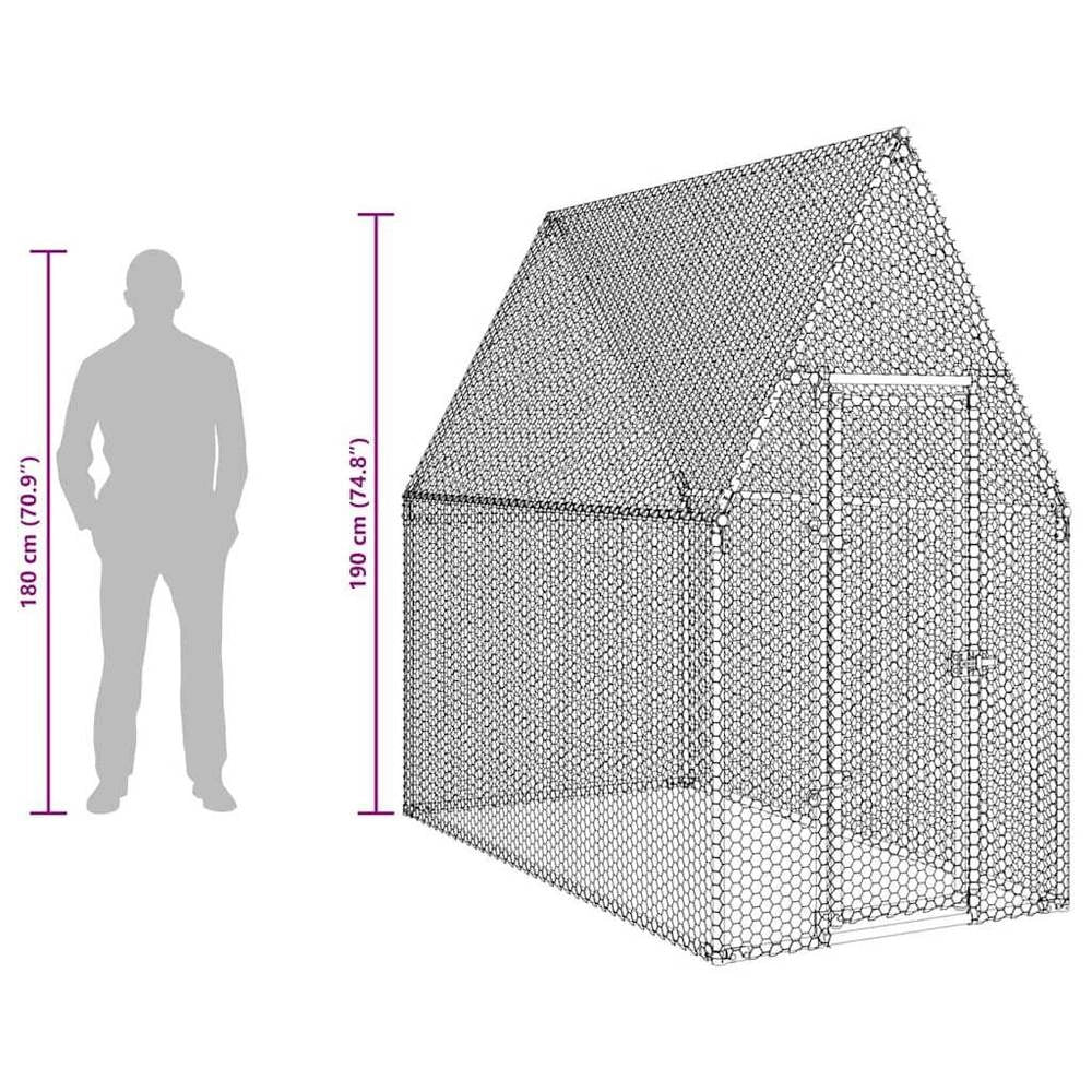 Chicken Cage, Silver, 200x100x190 Cm, Galvanized Steel