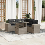 Set Divano da Giardino 6pz con Cuscini Grigio Chiaro Polyrattan