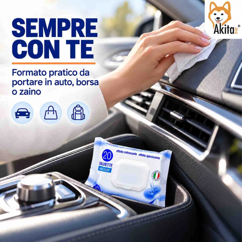 Akitaink 12 Confezioni Salviettine Milleusi Pocket 240 Pz