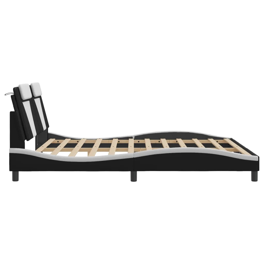 Giroletto Viana con LED senza Materasso-Struttura Letto Nero e Bianco 180x200 cm