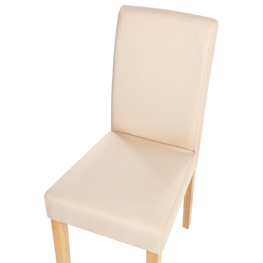 Set di 2 sedie da pranzo beige con gambe in legno ecopelle tradizionali