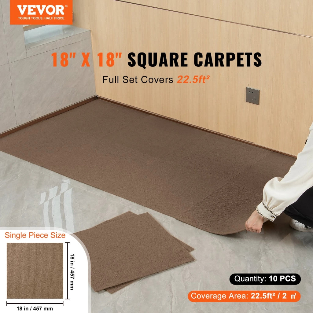 Piastrelle per Pavimento Autoadesive 457x457 mm 10 Pezzi Marrone Scuro, Tappetini Imbottiti Facili da Montare per Casa e Fai da Te