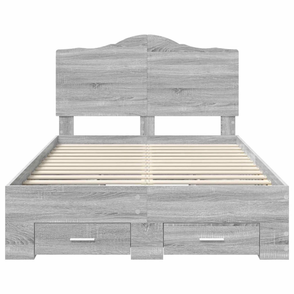 Letto matrimoniale | Letto per adulti | Struttura del letto con testiera Grigio Sonoma 120 x 200 cm