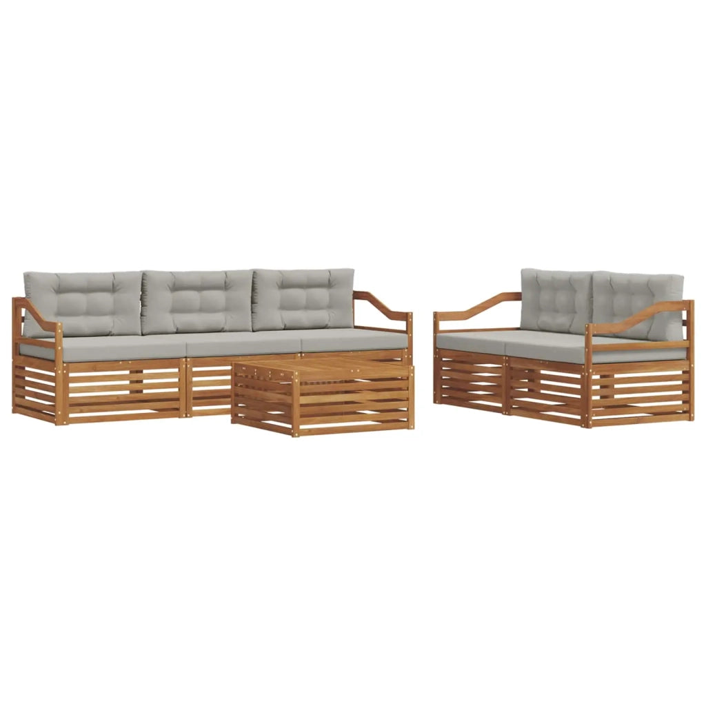 Set di divani da esterno 6 pcs Grigio Naturale e Chiaro 3373036