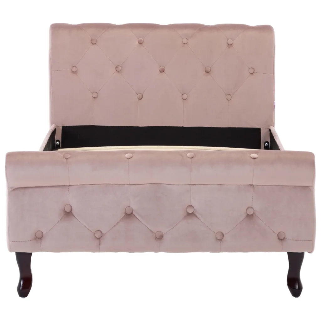 Giroletto-Struttura Letto Rosa in Velluto 90x200 cm 945538