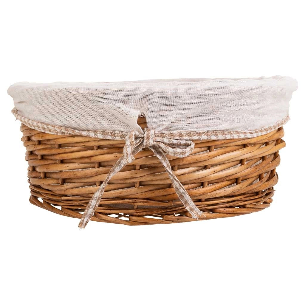 Set di 3 cestini in vimini foderati marroni