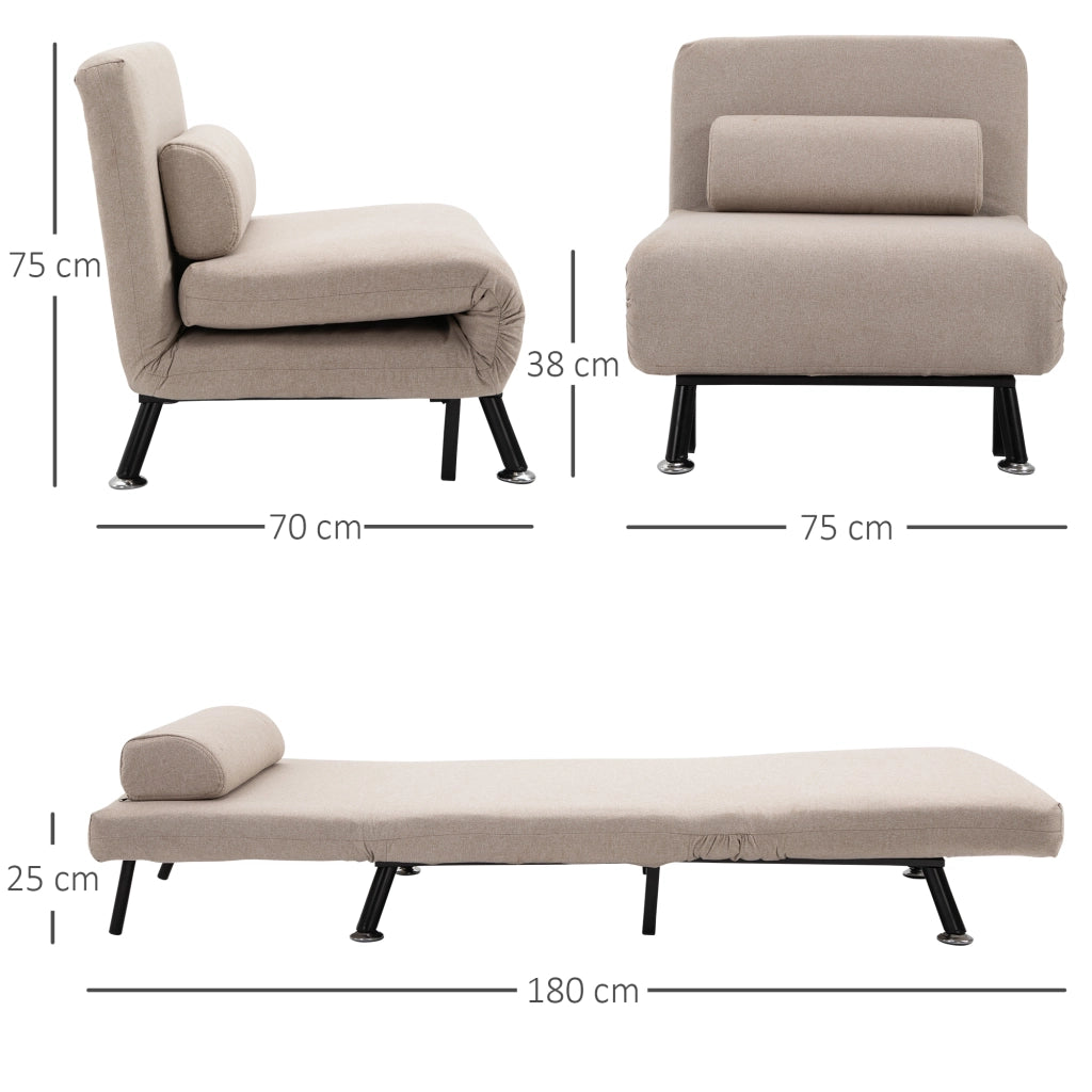 Poltrona Relax Klappbett con Schienale Regolabile ¨C Minimal ¨C Beige 75x70x75 cm