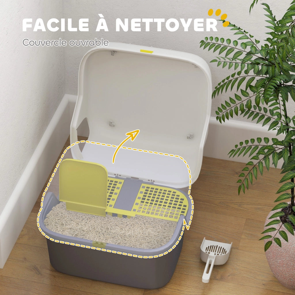 Toilette per gatti con coperchio apribile e bloccabile lettiera chiusa per casa crema 50 x 50 x 39 cm