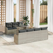 Set Divano da Giardino 8 pcs Grigio chiaro Poly Rattan