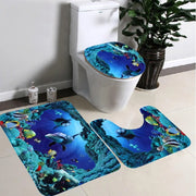 Hakkin motivo sea world 3 pezzi tappeto da bagno, wc e sedile