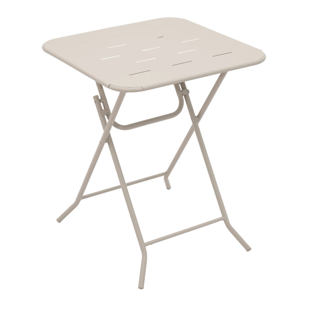 Set Bistro da Esterno Pieghevole 3 Pezzi in Acciaio Beige con 2 Sedie e Tavolo per 2 Persone
