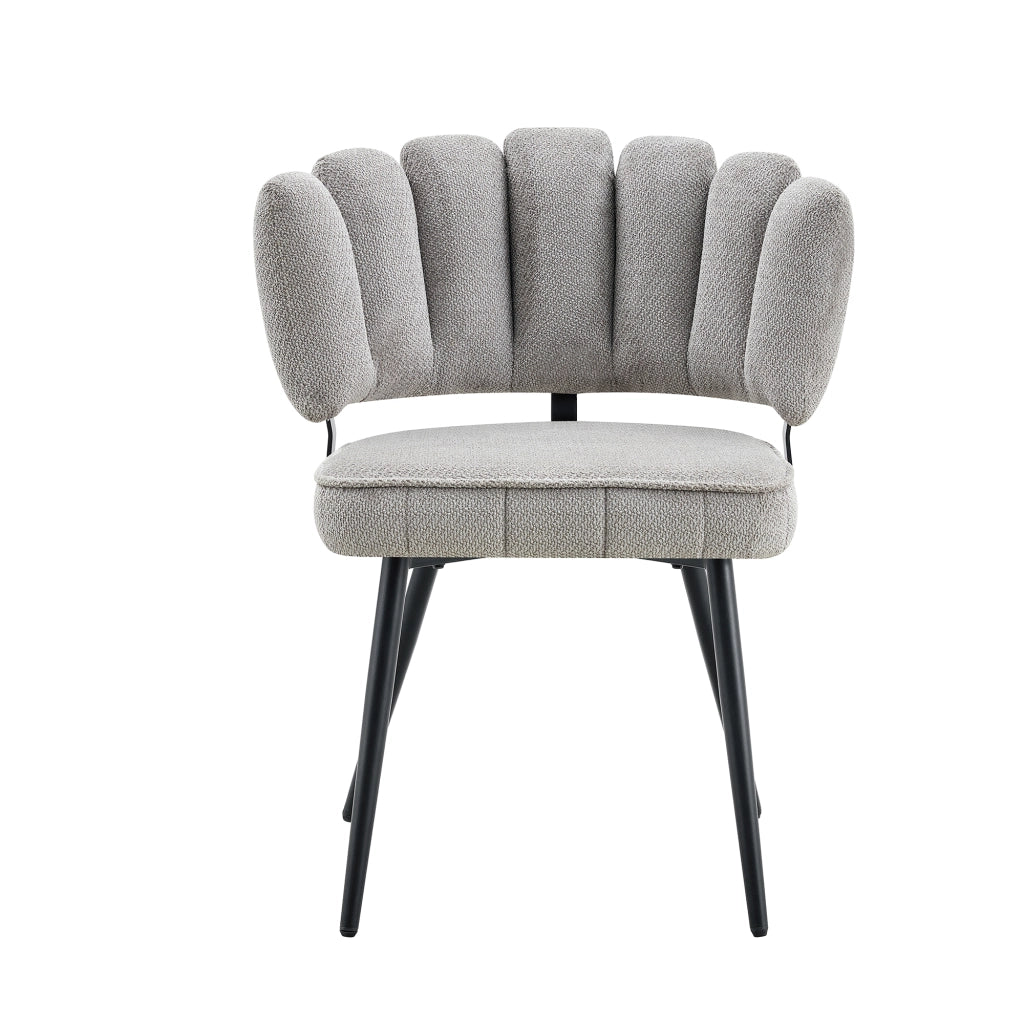 Set Tavolo Rotondo e Sedie da Pranzo ¨C Xylo ¨C Piano MDF, Gambe Metallo Nero, Tessuto Grigio