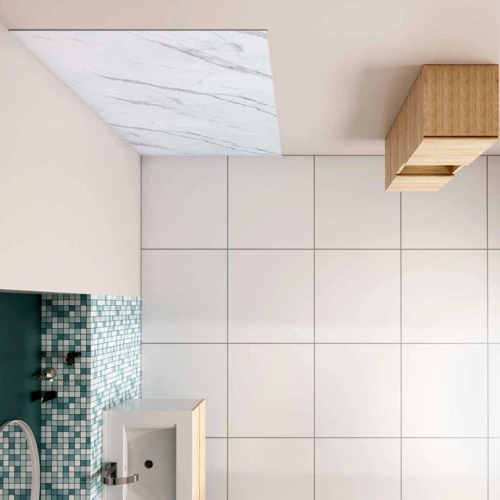 100x210 cm Pannello Doccia Realizzato in Alluminio Spessore 3mm con Profili Finitura Bianco Alba per Rivestimento Parete Bagno