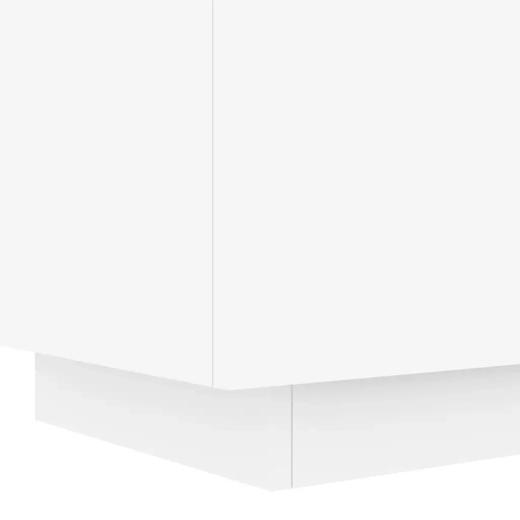 Comodino | Armadio da Notte | Mobiletto da notte con Luci LED Bianco in Legno Multistrato