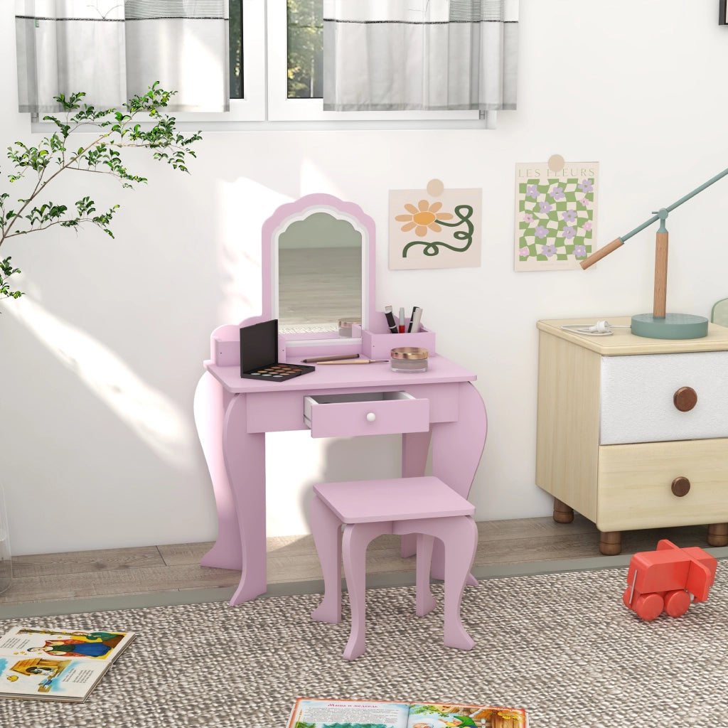 Scrivania con specchio e cassetti per bambini ¨C Minimal ¨C rosa