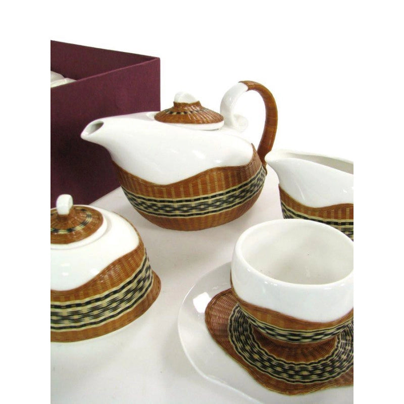 Tazza the con teiera e lattiera 9 pezzidecoro bambù noce
