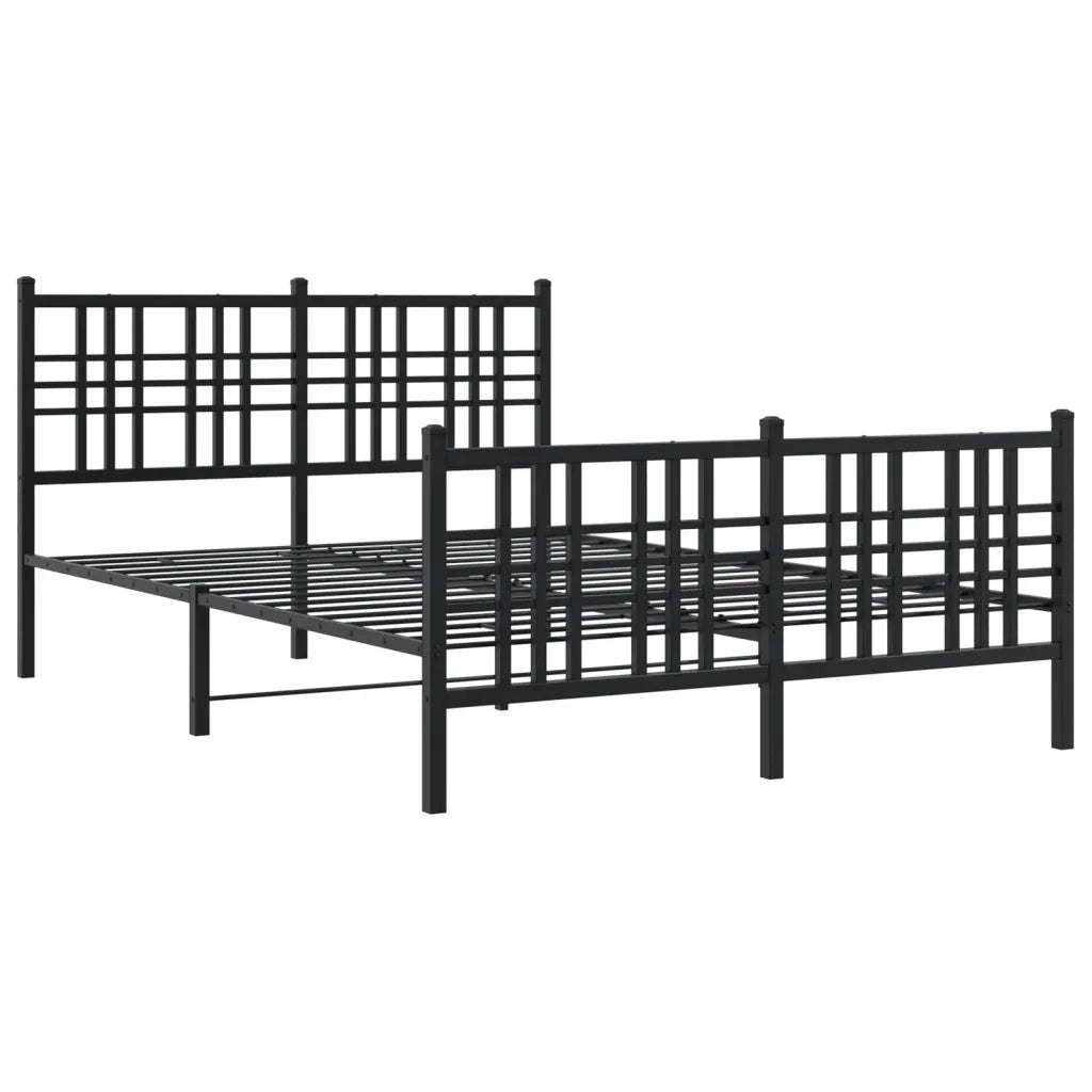 Giroletto con Testiera e Pediera-Struttura Letto Metallo Nero 120x190 cm 262823