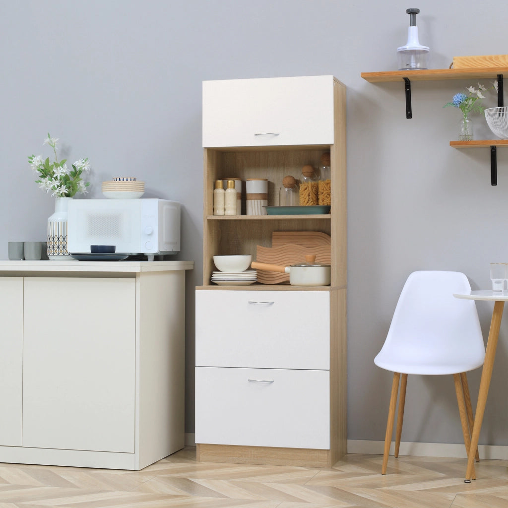 Armadio da cucina con cassetti e ripiano ¨C zephmum ¨C bianco 60x38x168 cm