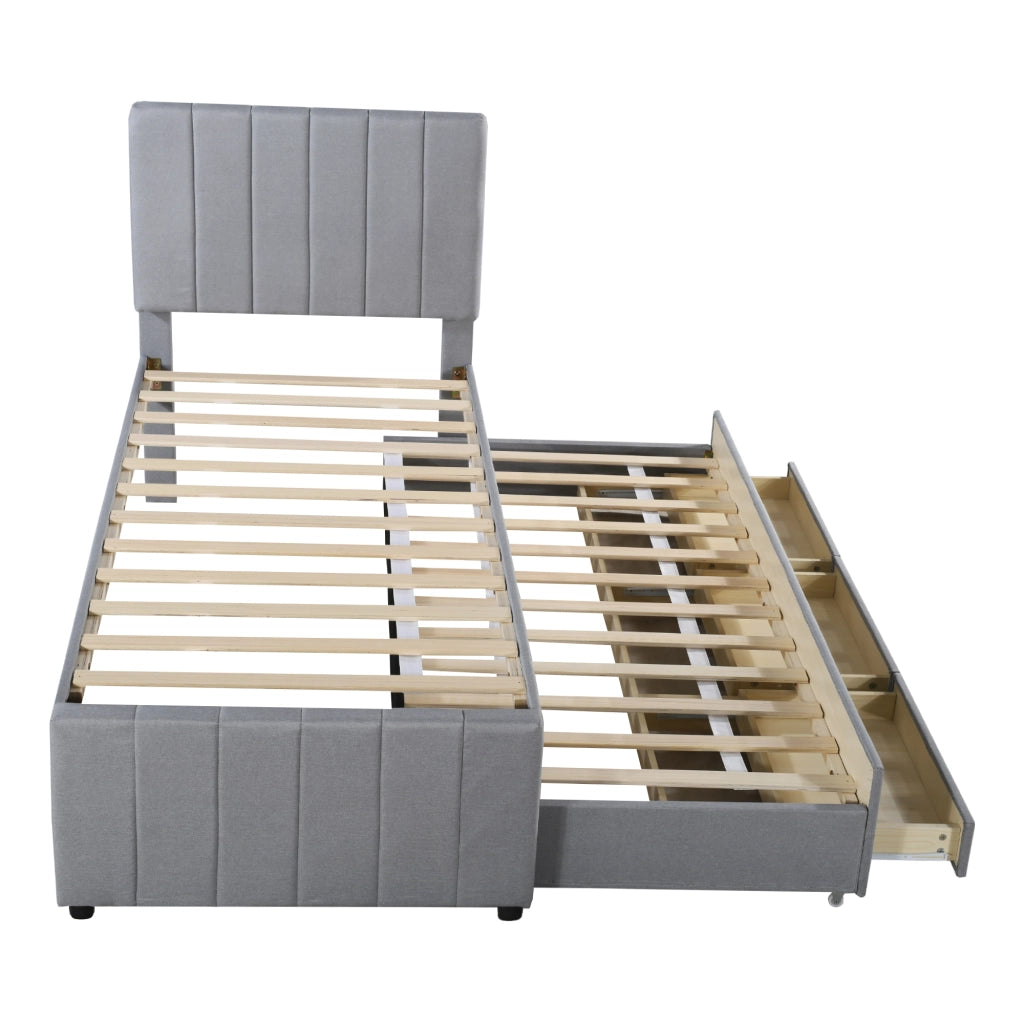 letto imbottito lino grigio 90 x 200 cm