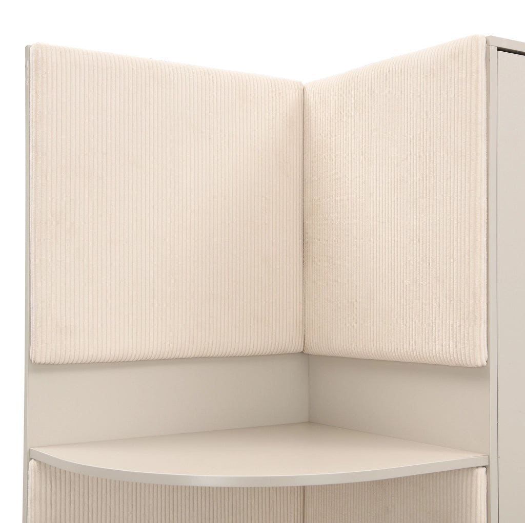 Mobile guardaroba da ingresso 110x38x186 cm in MDF beige e grigio con cassetti