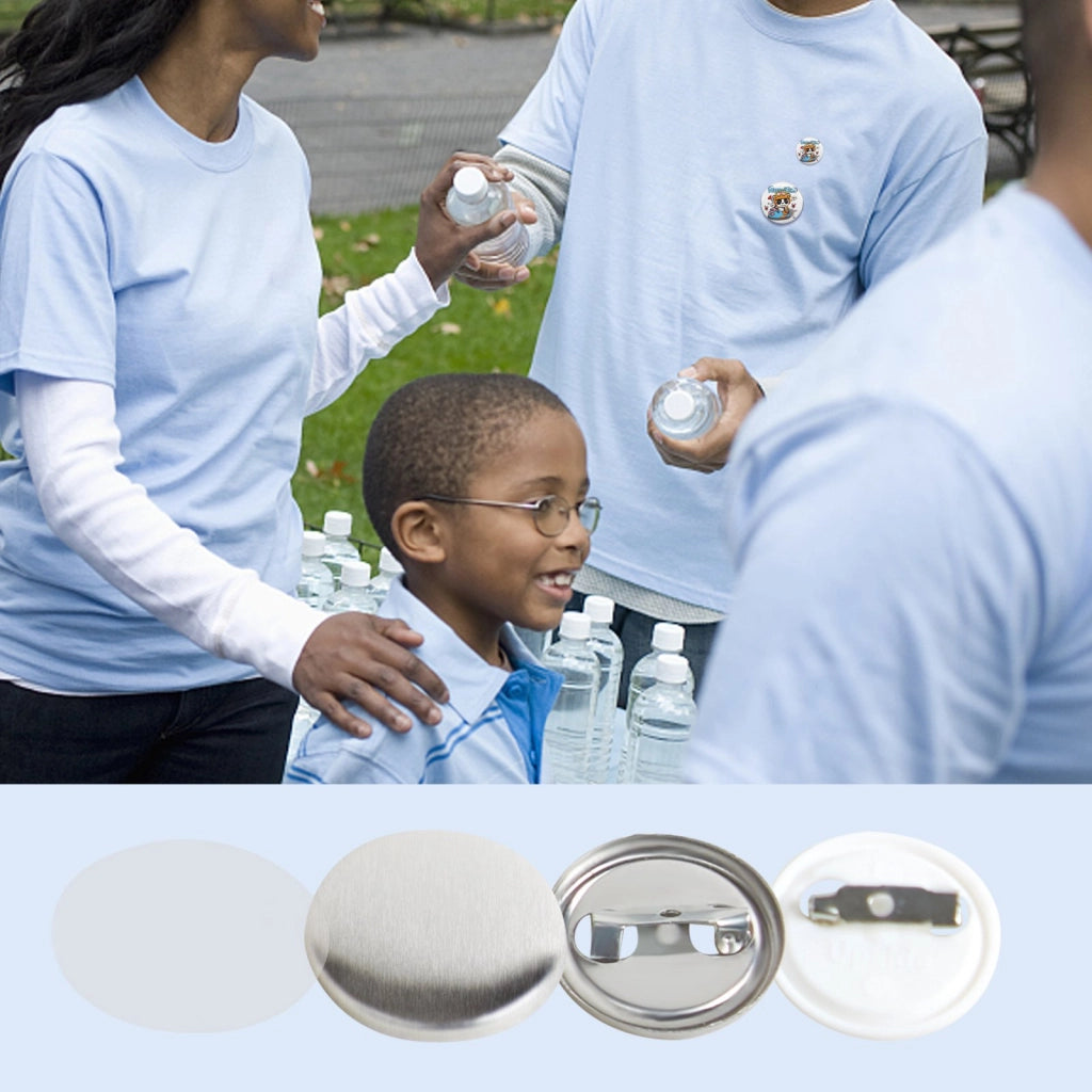 Kit 500 Pezzi Spille Badge Fai da Te Diametro 25mm in Metallo e Plastica per Bricolage Accessori Ricambio D25-250S+250J