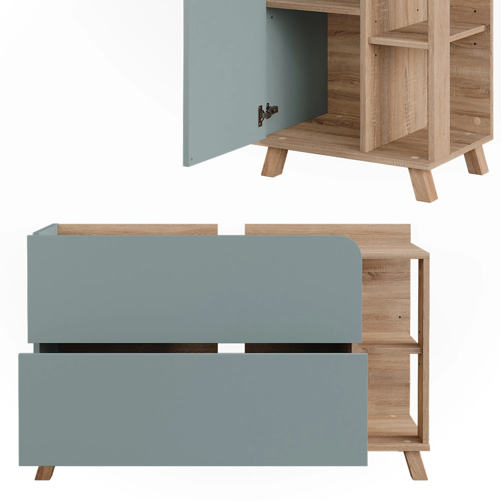 Vicco Set di mobili da bagno Sonoma/blu 3 parti