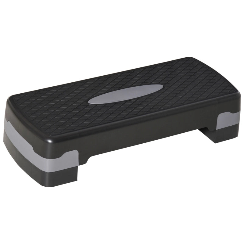 Stepper per fitness aerobico, altezza regolabile su 2 livelli (10/15 cm), attrezzo per allenamento a casa, colore nero/grigio, dimensioni 68x29x15