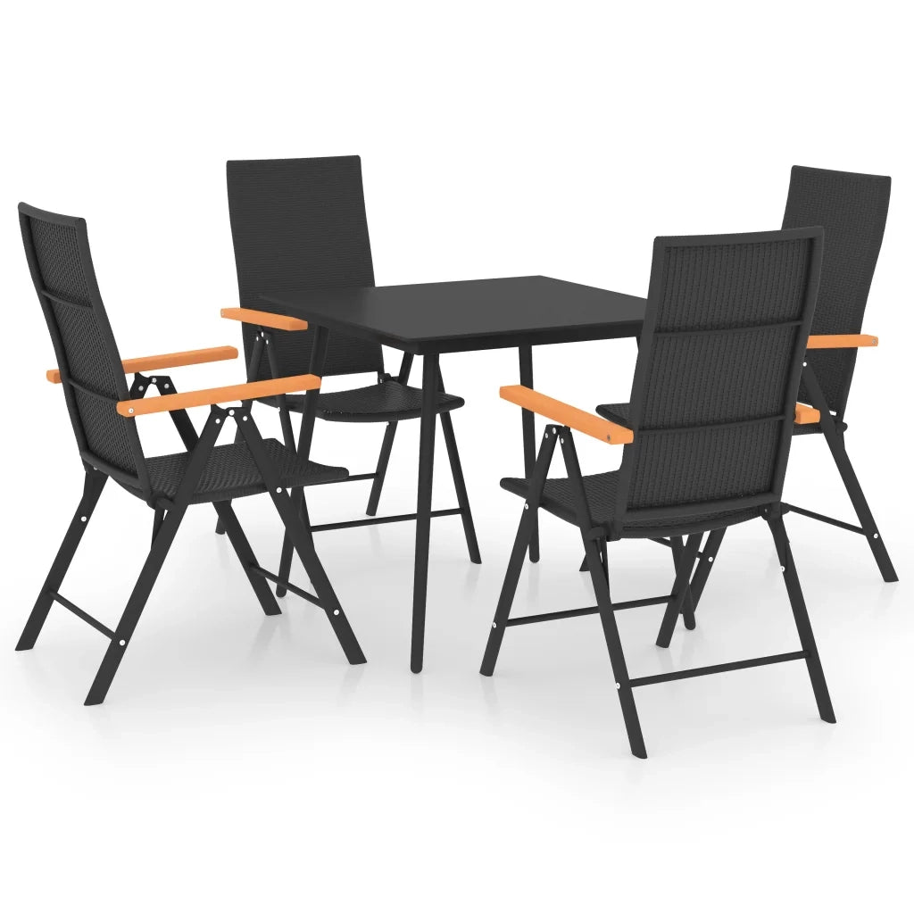 Set da Pranzo da Giardino 5 pz Nero e Marrone