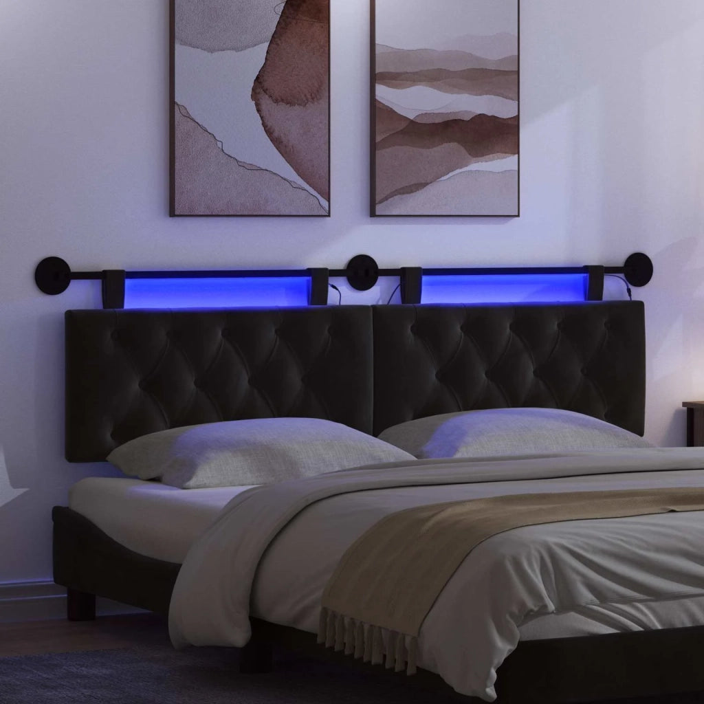 Testiera sospesa Con luce LED Nero Velluto 3424671