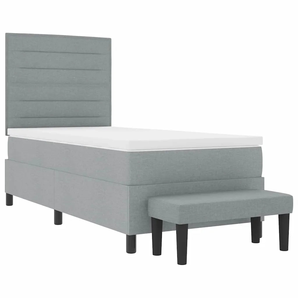 Letto a molle con materasso Grigio chiaro 90 x 200 cm Tessuto