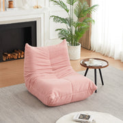 Poltrona da pavimento ULEVR 97 cm in tessuto teddy rosa, imbottita in schiuma elastica, design con bottoni