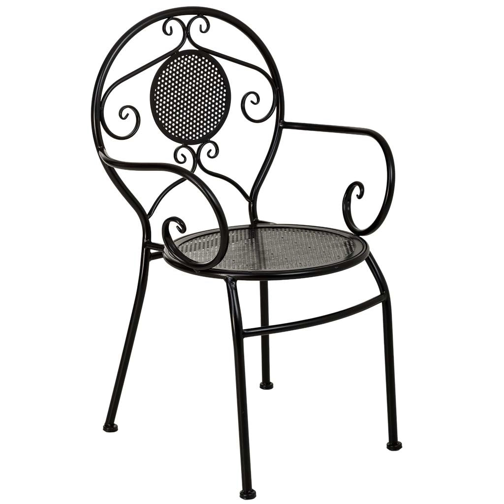 Poltrona in ferro battuto nero 58x42x88h cm