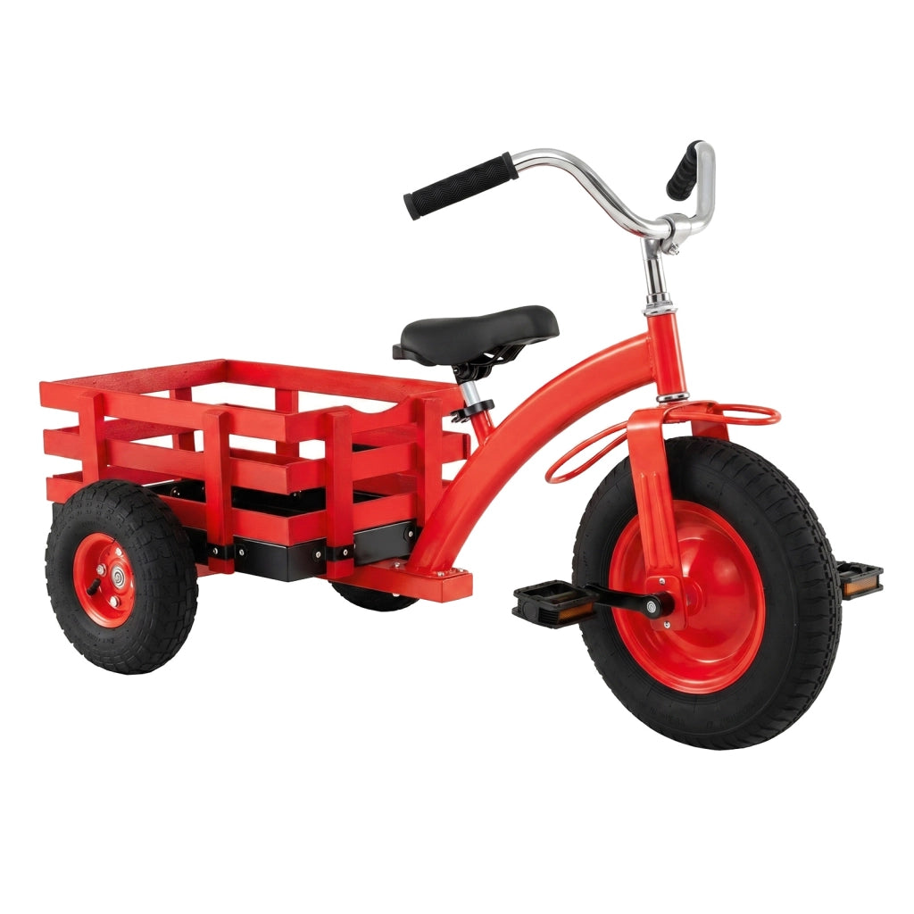 Triciclo per bambini ruote gomma gonfiabili manubrio e sedile regolabili, Giocattolo?cavalcabile per bambini 3+ anni Rosso