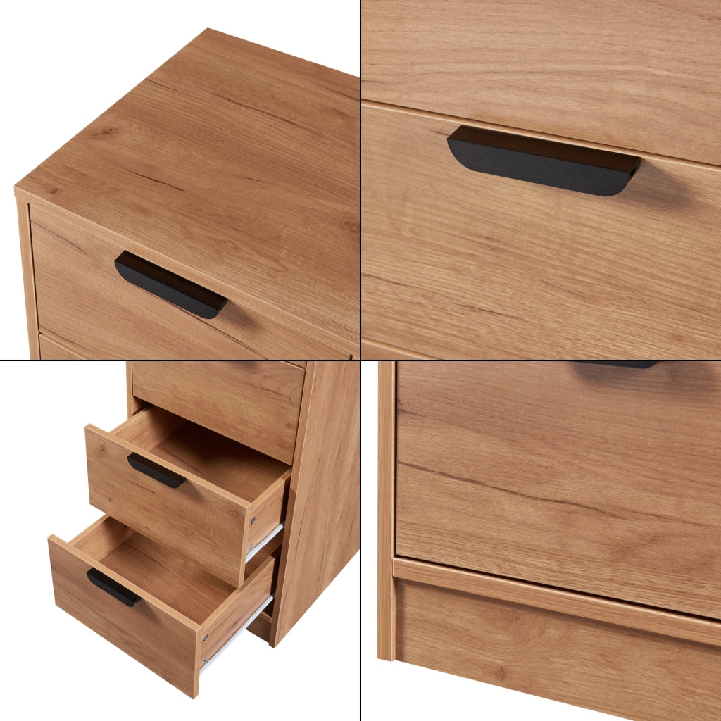Comò Varkaus con 5 Cassetti - Effetto Rovere [en.casa]