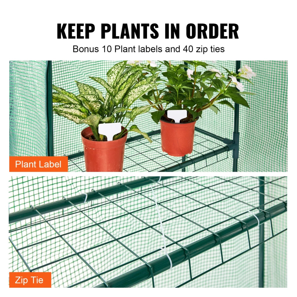 Serra Portatile con Ripiani Telone in PE Porta Arrotolabile 141 x 74,5 x 205 cm Carico Massimo 15kg da Giardino Cortile Terrazza Struttura Pieghevole,