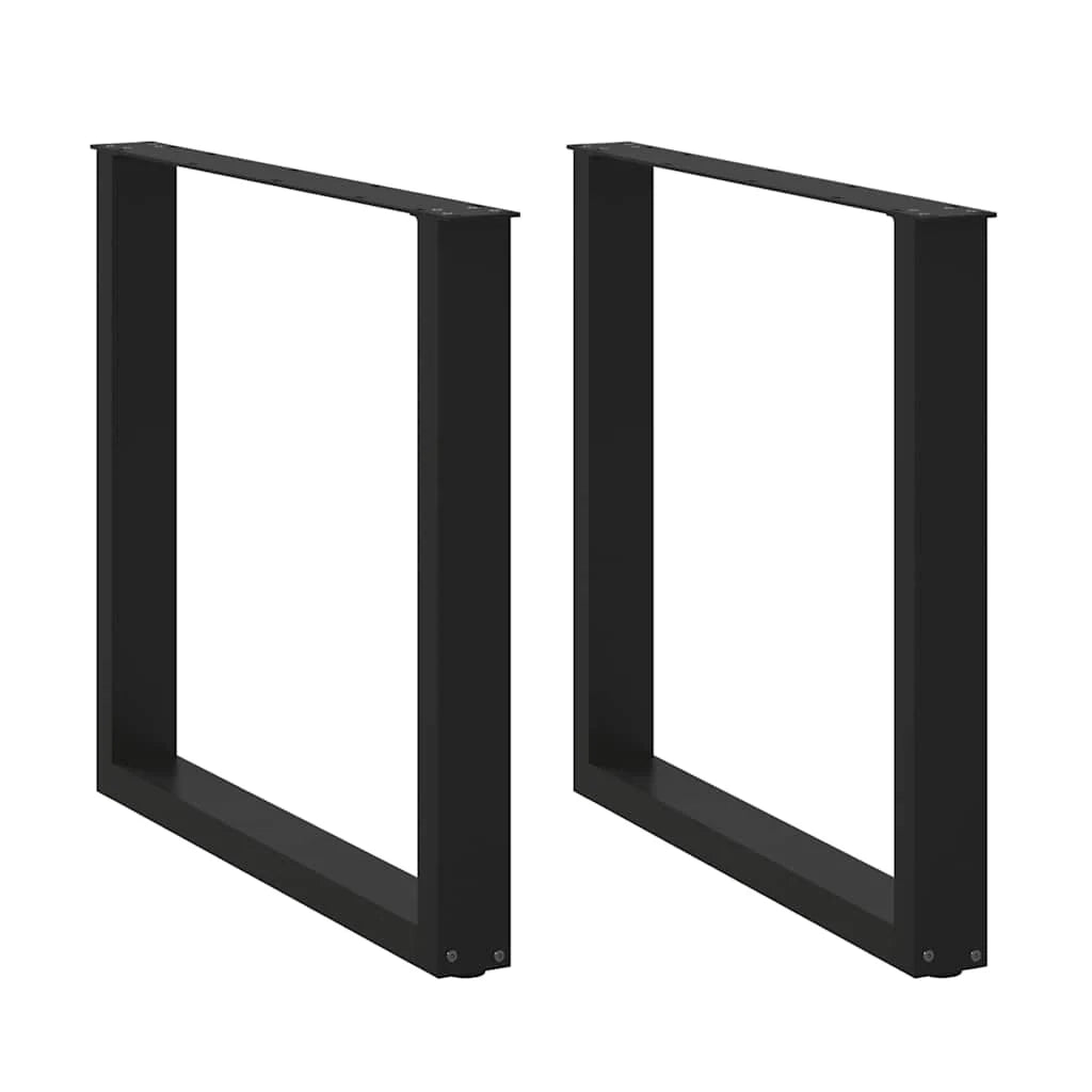 Set di 2 gambe regolabili per tavolo da pranzo a forma di U 90 x 72-73 cm stile moderno acciaio nero 02_0057432