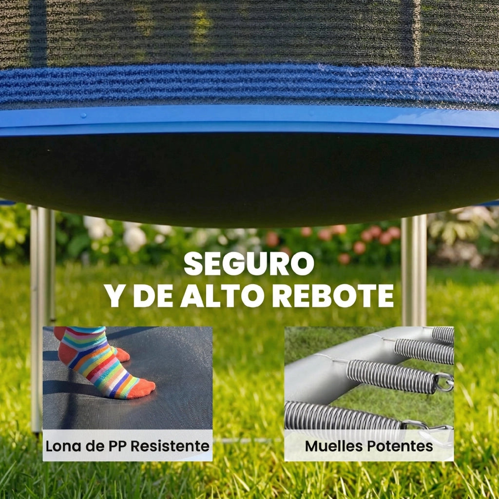 Trampolino Esterno per Bambini con Rete di Sicurezza ¨C Minimal ¨C ?366 cm Blu