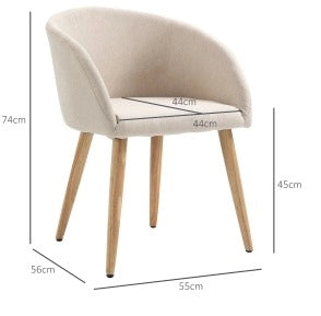 Set di 2 sedie imbottite beige