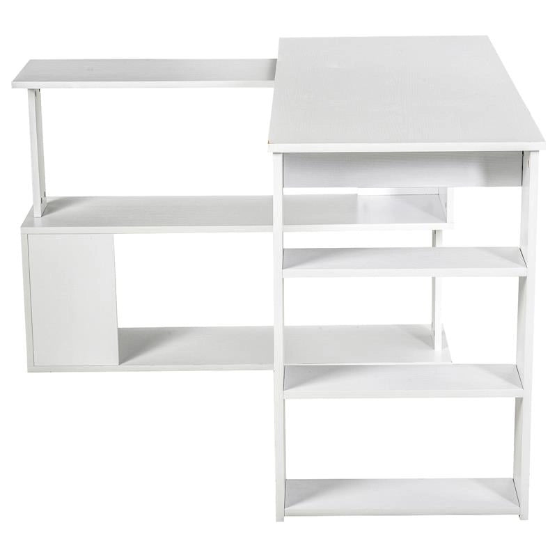 SCRIVANIA AD ANGOLO CON 5 RIPIANI 120 X 100 X 74 CM BIANCA