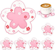 Set di Sostegni in Silicone per Vasi, Set di 6 Sostegni in Silicone per Bicchieri, Calici, Bar, Vasi - Sostegni da Tavolo (Rosso Sakura)
