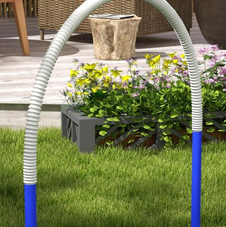 Set agility per cani ULEVR con 4 archi e borsa da trasporto, 88x64x95 cm, bianco e blu