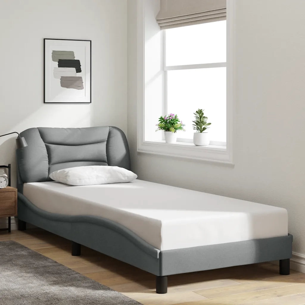 Giroletto senza Materasso-Struttura Letto Hvar Grigio Chiaro 90x200 cm Tessuto