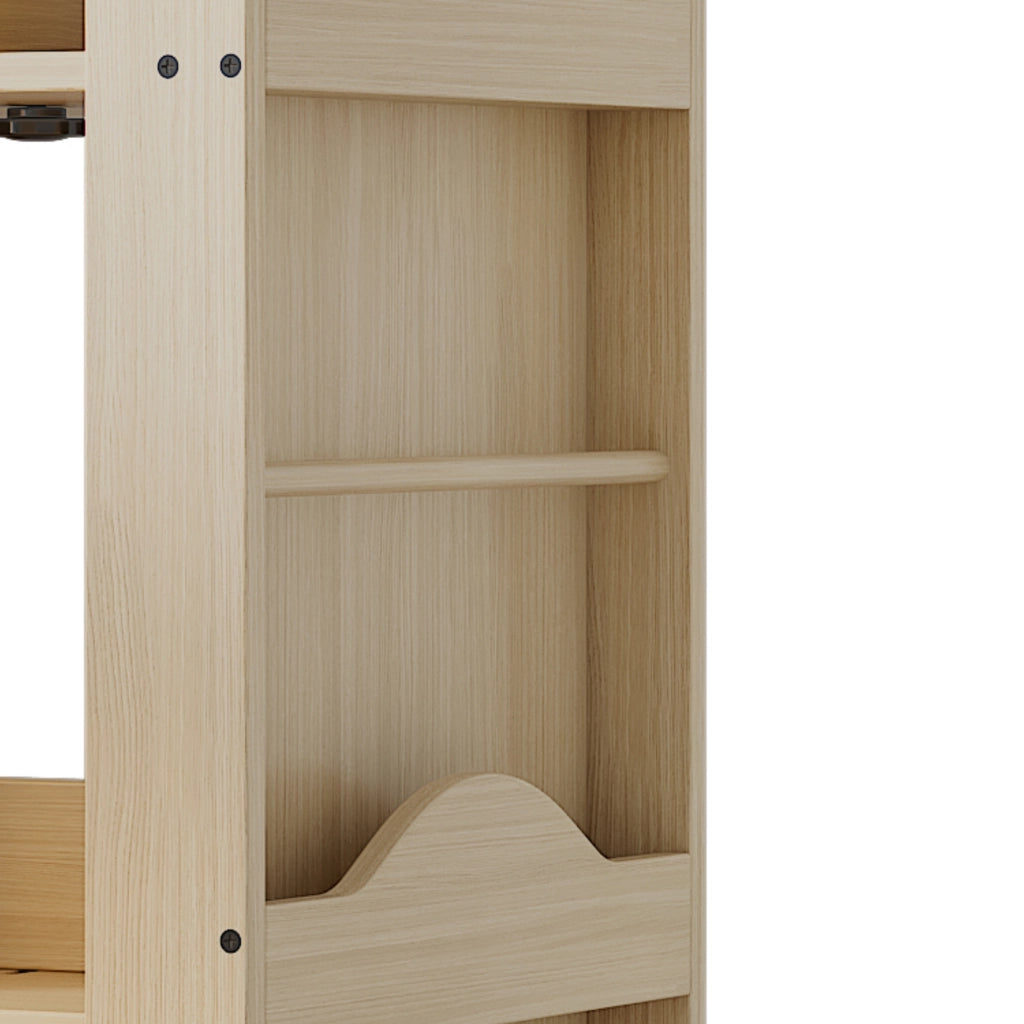 Libreria girevole a 360° con 4 ripiani e vani laterali in MDF naturale 142 × 63 × 63 cm